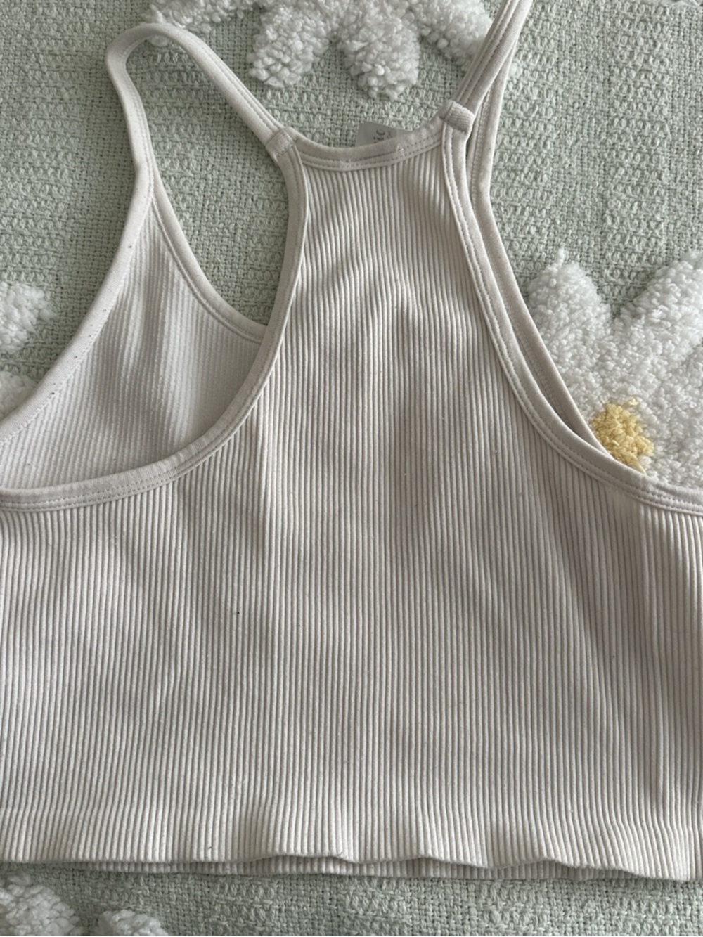 Ribbed Racerback Crop Tank - Cream - Picture 2 of 2
